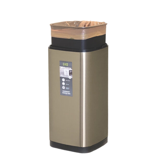 Сенсорное мусорное ведро EKO со встроенным LI-Ion аккумулятором, объемом 40 литров, серии ECOSMART X, модель EK9252RP-40L-CG, внутренний контейнер с мусорным мешком