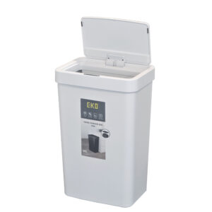 Современное сенсорное мусорное ведро экономичной линии EKO, модель EK6226-50L-WH с открытой крышкой