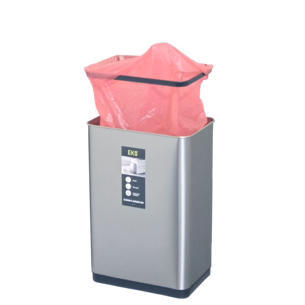 Современное сенсорное мусорное ведро экономичной линии EKO, модель EK9578MMT-50L крепление мусорного мешка