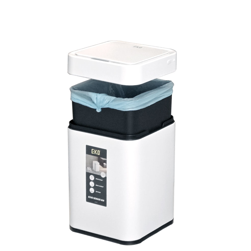 Современное сенсорное мусорное ведро экономичной линии EKO, модель EK9208 RP-10L-MW, внутренний полипропиленовый контейнер